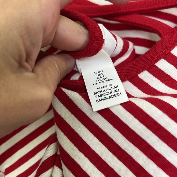 H&M - Red And White Stripe Low Criss Cross Back Long Sleeve Bodysuit Size Small - Picture 10 of 10